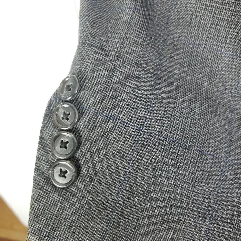 Hart Schaffner Marx Blazer Mens 42R Heritage Plus Plaid Two Button Gray